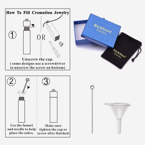 Urn Necklaces for Ashes for Women Men Cremation Pendant Necklace for Ashes Dog/C - Picture 7 of 7